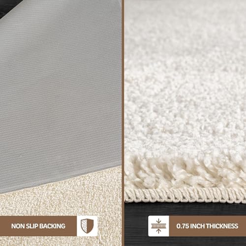 Area Rug 6x9 Bone Washable Indoor Rug Solid Non Slip Easy to Clean Non Sheddi...