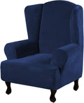 H.VERSAILTEX Wingback Chair Covers Velvet Plush Wing Chair Slipcover 1 Piece by HVERSAILTEX