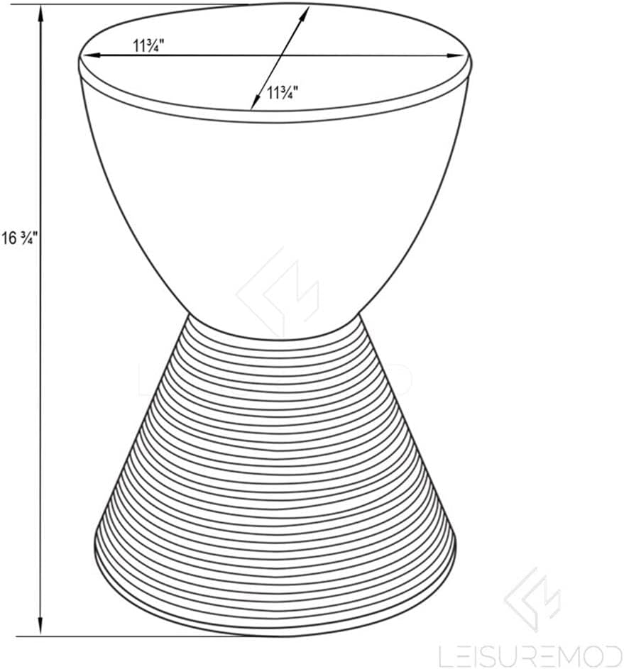 BOWERY HILL Contemporary Plastic Ribbed Round End Table, Hourglass Design wit...