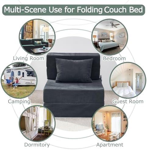 Folding Sofa Bed, Convertible Sleeper Chair Bed, Floor Sofa with Bag