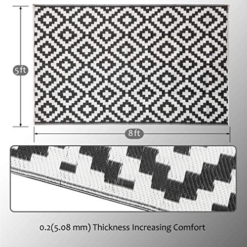 SAND MINE Waterproof Outdoor Rug 5x8 ft, Plastic Reversible Rug, Modern Area ...