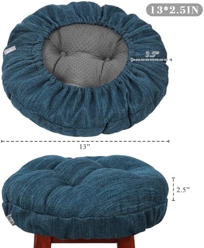 baibu Set of 2 Stool Covers Round, Super Soft Round Bar Stool Cushion Covers Seat Cushion - 2 Cushions Only (Blue,13" (33cm))