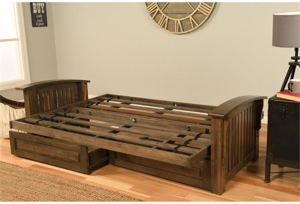 Kodiak Furniture Washington Queen Size Futon Frame with Storage Drawers - Woo...