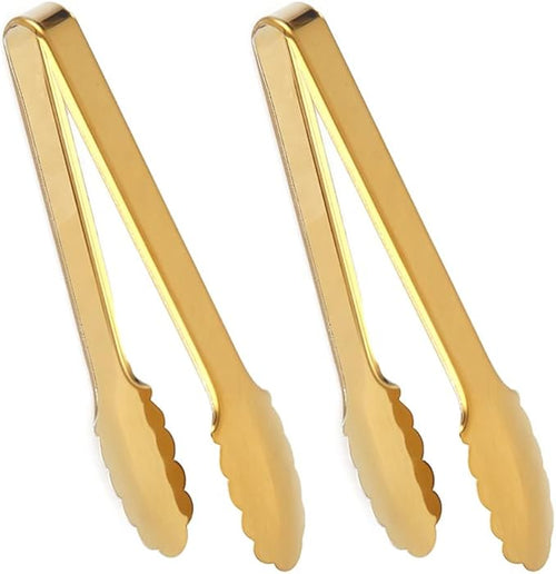 2 Pack Gold Serving Tongs Gold Serving Utensils Salad Tongs Buffet Tongs by IAXSEE
