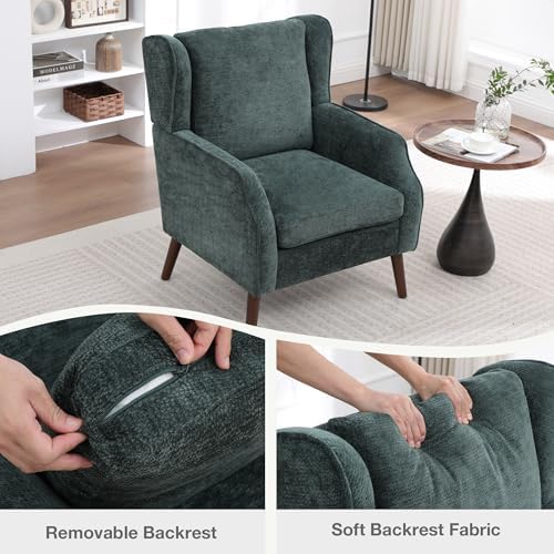 Accent Chair for Living Room,Mid Century Modern Wingback Chair for Bedroom,Up...