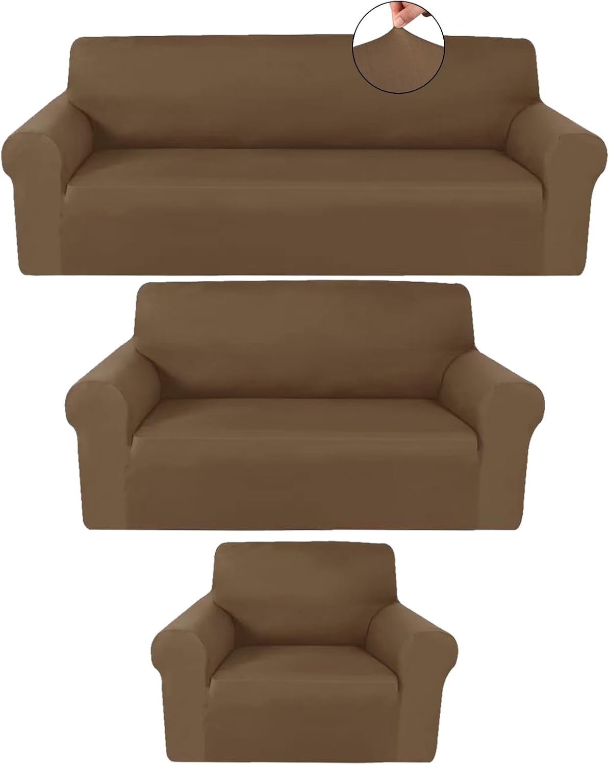 peryiter 3 pcs couch and loveseat sofa covers,chocolate,milk, main product view