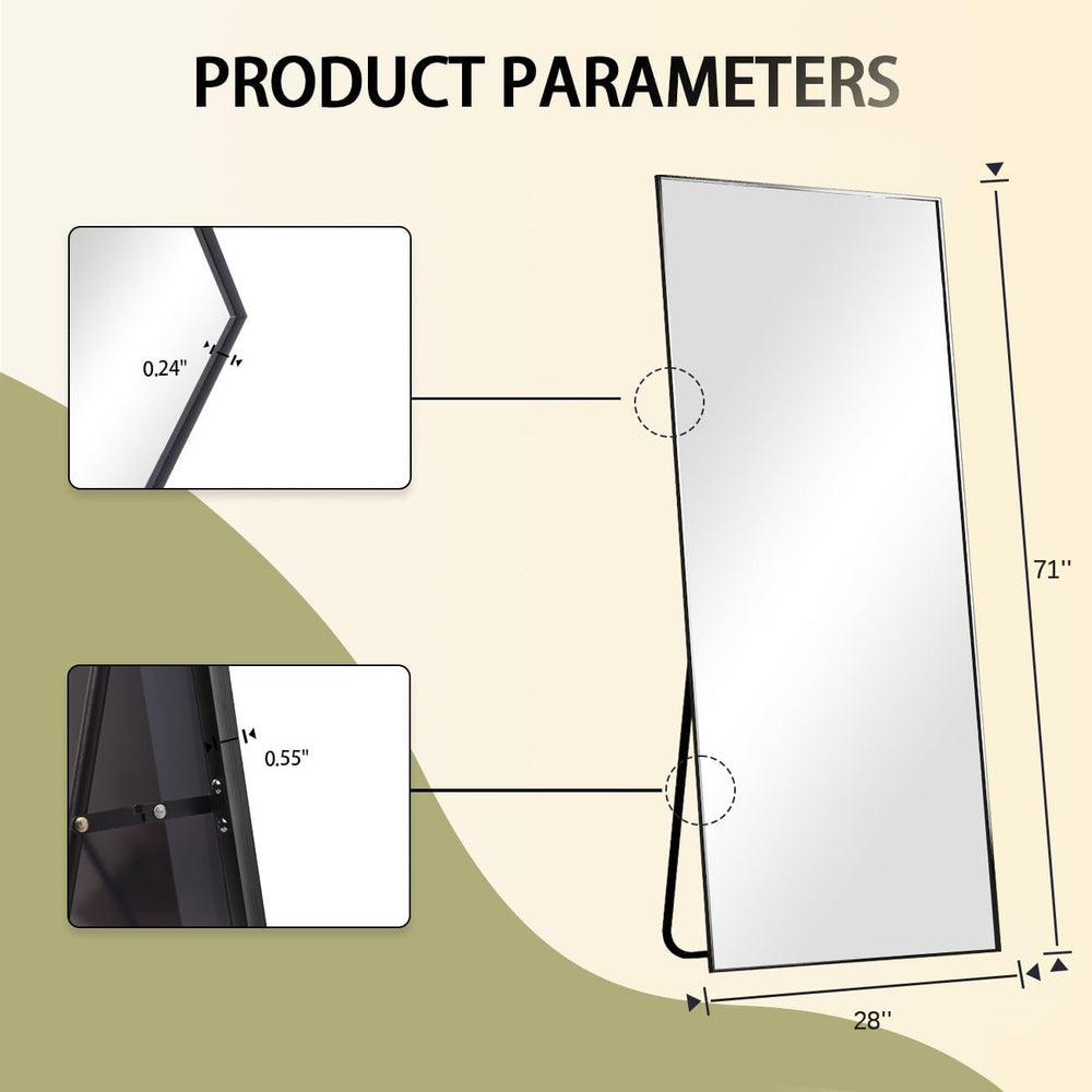 BEAUTYPEAK Full Length Mirror, 71"x26" Standing Hanging or Leaning ...
