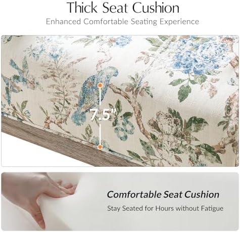 HULALA HOME Floral Accent Chair with Solid Wood Frame, Bird