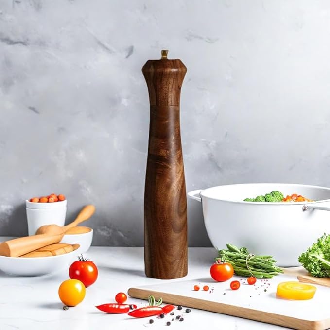 Wooden Salt and Pepper Grinder Set, Manual Salt and Pepper Mill, Acacia wood - Image 9
