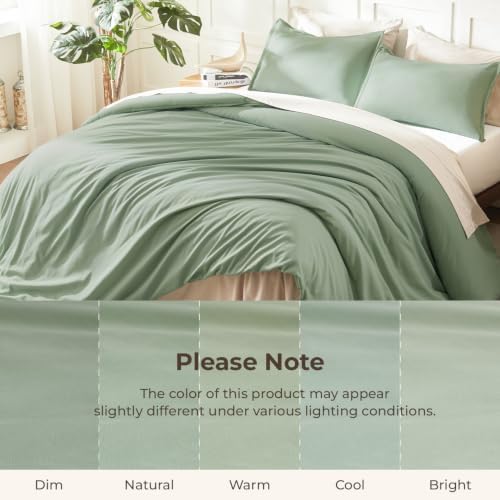 Litanika Comforter Full Size Sage Green, 3 Pieces Lightweight Solid Bed Set