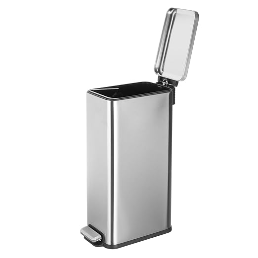mDesign Slim Metal Rectangle 7.9 Gallon Trash Can