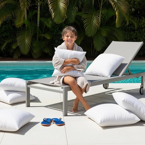Utopia Bedding 26x26 Outdoor Pillows, Water Resistant Throw Pillows, 2-Pack | Outdoor Throw Pillows, Water Repellent, Decorative Pillow for Patio Furniture & Porches, Plush & Supportive, Pack of 4, White