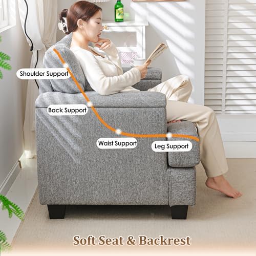 Oversized Accent Chair with Armrest Organizer,Comfy Living Room Chairs with T...