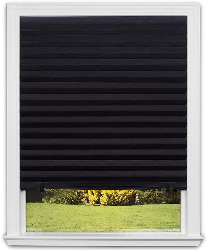 Redi Shade No Tools Original Blackout Pleated Paper Shade Black, 36" W x...