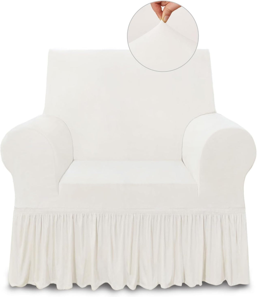 NICEEC White Armchair Covers Arm Chair Cover Armchair Slipcovers with Skirt