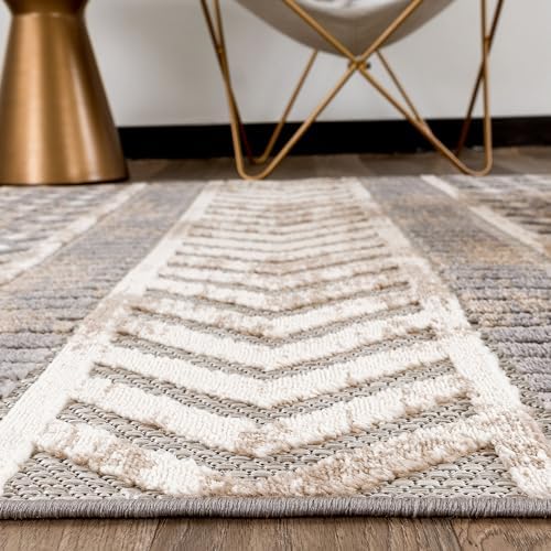 Rugshop Tribal Stripe Indoor/Outdoor Area Rug, Beige, 5' x 7'
