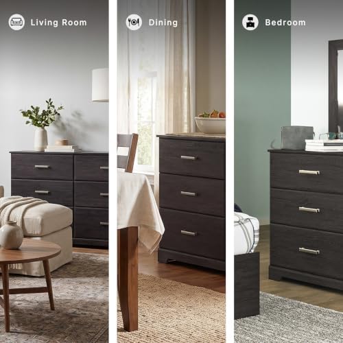 Signature Design by Ashley Belachime 6 Drawer Black Wood Bedroom Dresser
