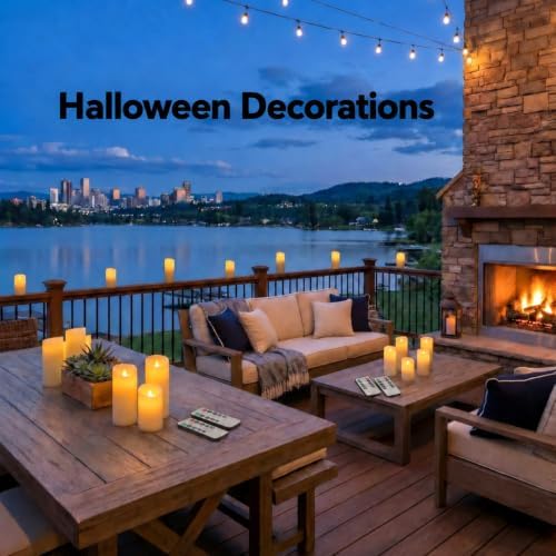 Enido Set of 24 Outdoor LED Candles, Battery Operated Flickering Waterproof Candles with 4 Remote (D2.2'' x H4''5''6'') for Halloween,Wedding,Christmas Decor(White)