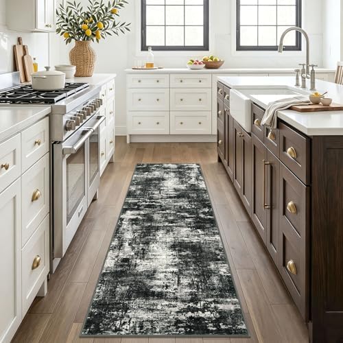 Lansny Abstract Washable 2x6 Hallway Runner Rug Non Slip Kitchen Runner | Cha...