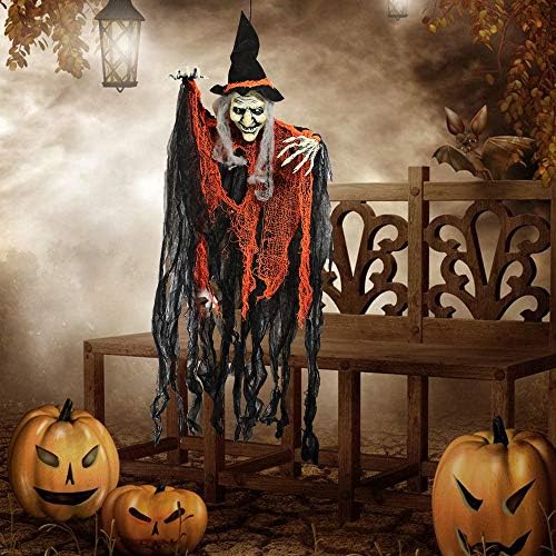 JOYIN 3 Pack 35” Hanging Ghosts Witch Pumpkin Decor Hanging Halloween Decorat...