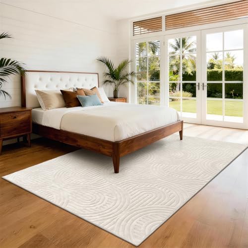 Pauwer Area Rugs for Living Room 5x7, Non Slip Washable Modern Rug, Beige