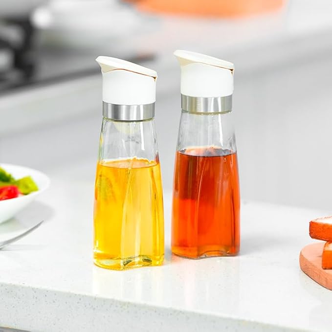 Premium Glass Olive Oil and Vinegar Dispenser Bottles Set, 2-Piece 11oz Kitchen - Image 7