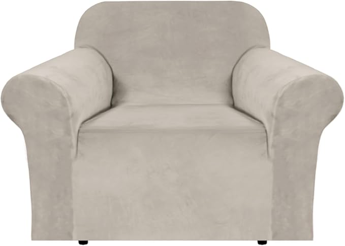 H.VERSAILTEX Stretch Velvet Armchair Cover Couch Covers 1 Cushion Chair by HVERSAILTEX