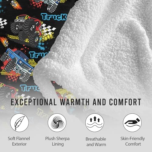 Monster Truck Wearable Blanket Hoodies, Soft Blankets 71×47 In | Soft Hoodies Blankets, Lightweight comfy Wearable Blanket for Pool Bath Swim, Birthday Gifts for Car Lover