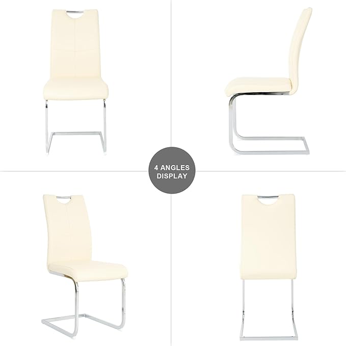 Goujxcy Dining Chairs Set of 2, Modern High Back Kitchen Chairs with Metal Le...