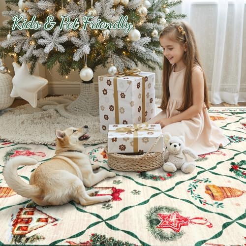 LIVEBOX Christmas Farmhouse Rugs for Living Room 8x10 - Soft Washable Neutral...
