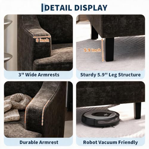 Garvee Dark Brown Comfy Accent Chair, Upholstered Armchair for Living Room