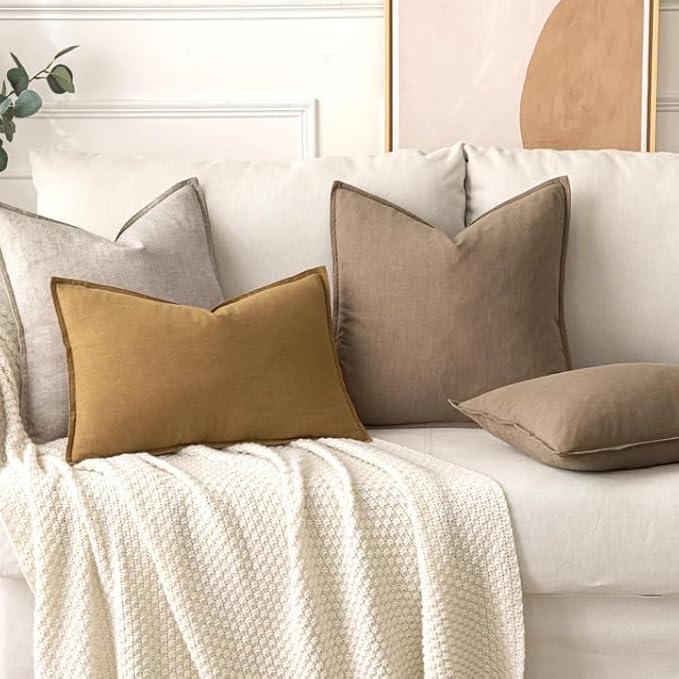 MIULEE Decorative Linen Pillow Covers 18x18 Inch Natural Linen Boho Farmhouse - Image 5
