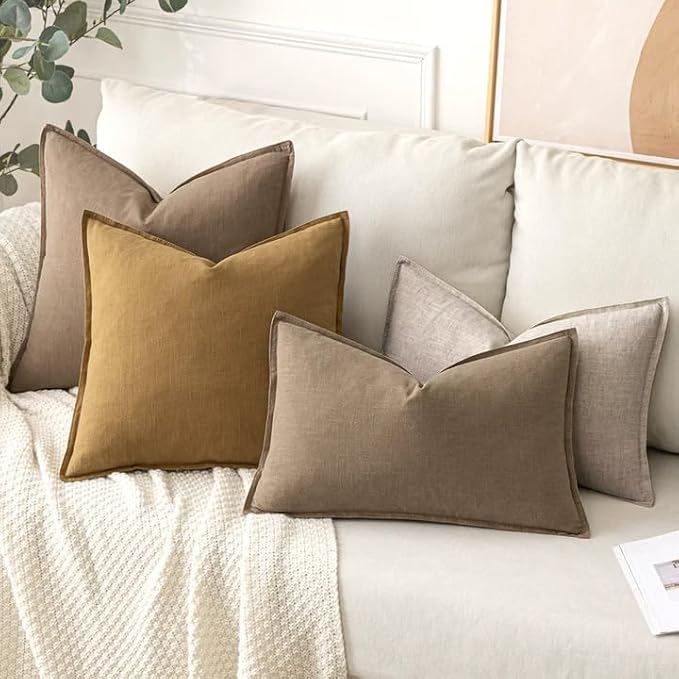 MIULEE Decorative Linen Pillow Covers 20x20 Inch Natural Linen Boho Farmhouse - Image 6