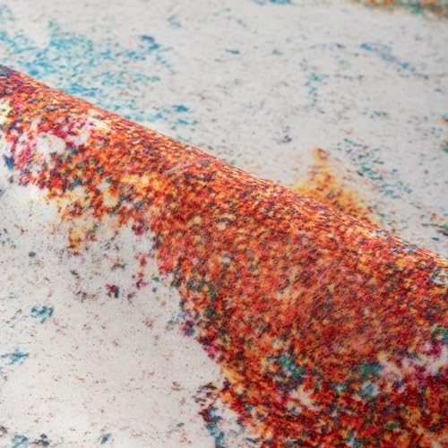 Carvapet Washable 9x12 Colorful Abstract Area Rug Modern Carpet