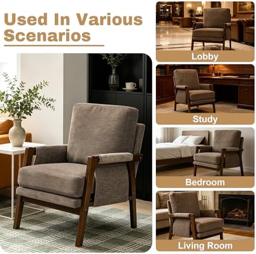 RNKSFX Dark Brown Accent Chairs for Living Room Set of 2, Modern Arm Chairs f...