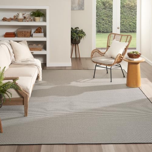 Nourison Home Courtyard Black White 9' x 12' Area Rug - Easy Clean, N...