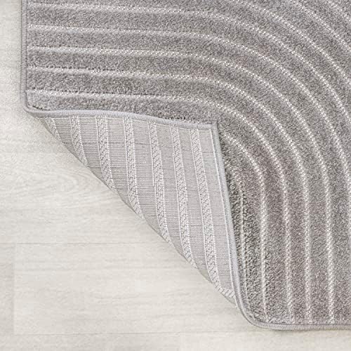 JONATHAN Y Hallie High-Low Curve Gray/Ivory Indoor/Outdoor Area Rug, 6x9, Min...