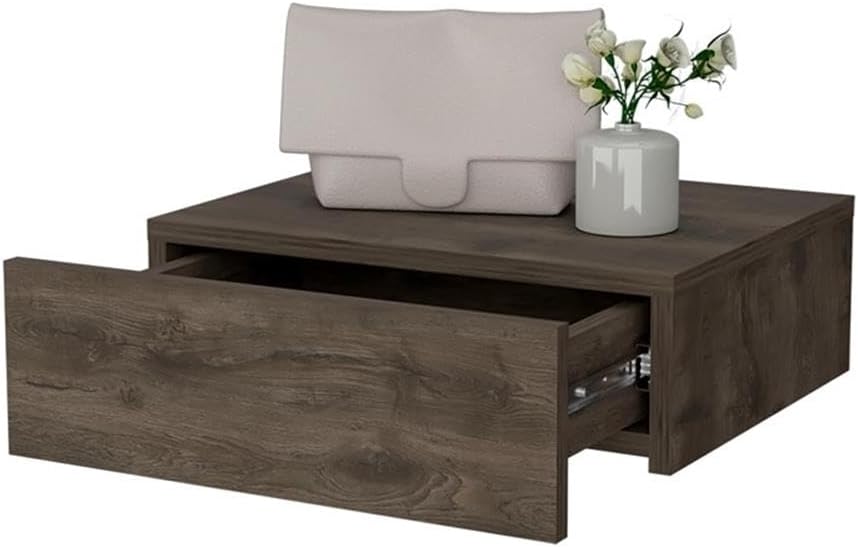 Vienna 1-Drawer Manufactured Wood Floating Nightstand, Dark Brown