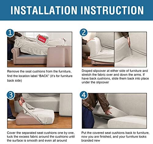 H.VERSAILTEX 4 Piece Stretch Couch Covers for 3 Cushion Couch Sofa Furniture ...
