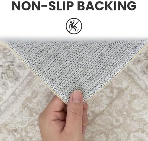 SIILOOM 8x10 Washable Area Rug, Non Slip Large Rug for Bedroom Living Room