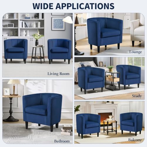 Yaheetech Barrel Accent Chairs Set of 2, Modern Armchairs, Blue