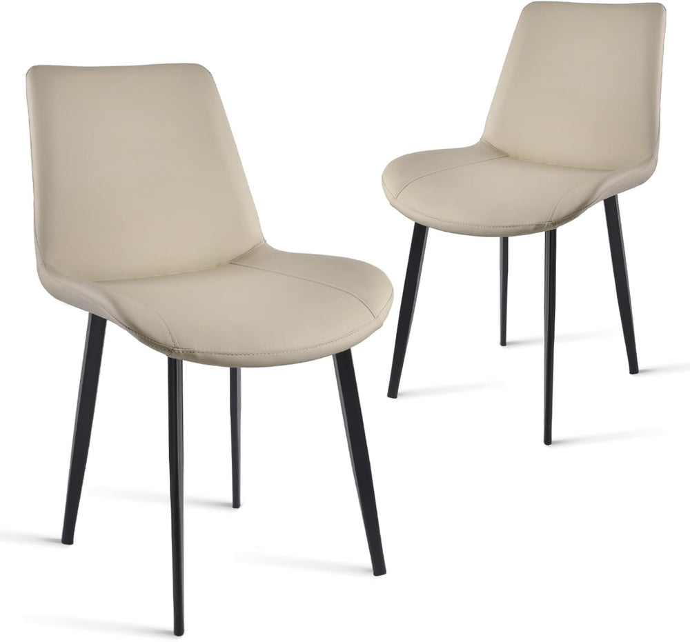 Dining Chairs, Modern PU Leather Dining Room Chair with Sturdy Metal Legs, Up...