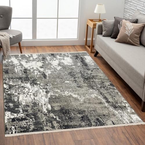 LUXE WEAVERS Abstract Fringed Area Rug Gray 5x7
