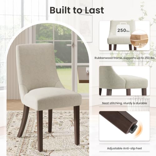 MALOL Wooden Dining Chairs Set of 2, Upholstered Kitchen & Dining Room Ch...