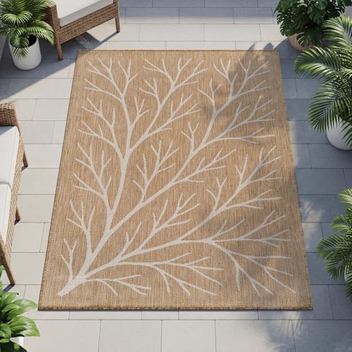 Washable Indoor Outdoor Rug 8x10 Modern Area Rugs Branch Pattern Non Shedding...