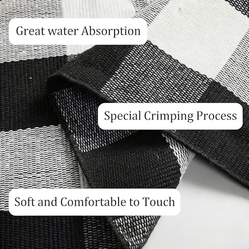 Buffalo Plaid Outdoor Rug 27.5" x 43" Black and White Checkered Area Rug Washable Doormats Indoor Outdoor Rugs for Layered Front Door Mats, Porch, Entryway, Kitchen, Farmhouse