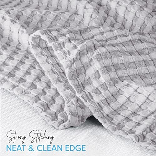Utopia Bedding 100% Cotton Waffle Blanket Queen Size Silver, 90x90 Inch