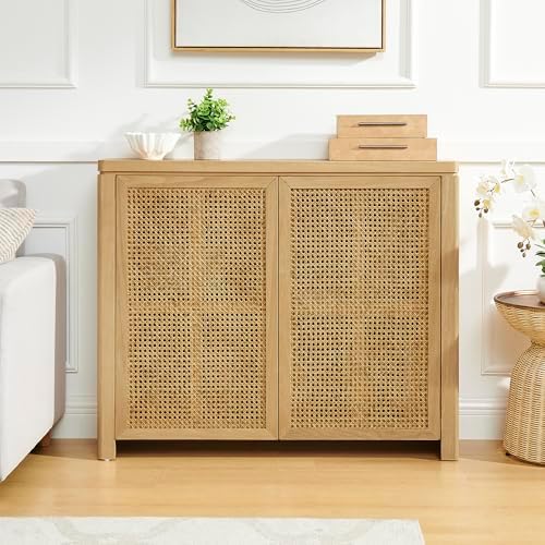 LKTART Small Sideboard Buffet Cabinet,Thin Kitchen Storage Cabinet with 2 Rat...