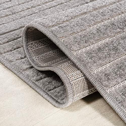 JONATHAN Y Hallie High-Low Curve Gray/Ivory Indoor/Outdoor Area Rug, 6x9, Min...
