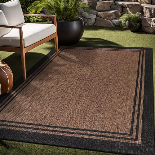 Luul Home Bordered Outdoor Rug 5x7 Washable Outside Carpet for Indoor Patio P...